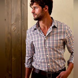 Banana Republic Slim Untucked Multi Plaid Button Down Dress Shirt, size Large